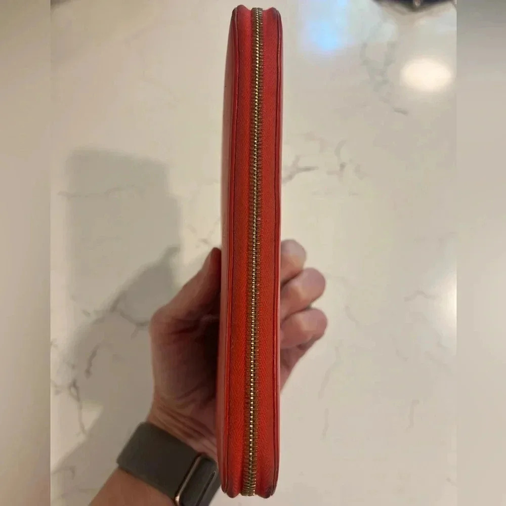 CELINE | Round Zipper Long Wallet | Lambskin | Ladies Salmon Pink x Grey | EUC - Picture 9 of 14